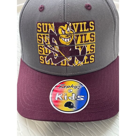Zephyr Arizona State Sun Devils Kids OS Snapback Gray Maroon Cotton Outdoor NEW - Picture 2 of 7